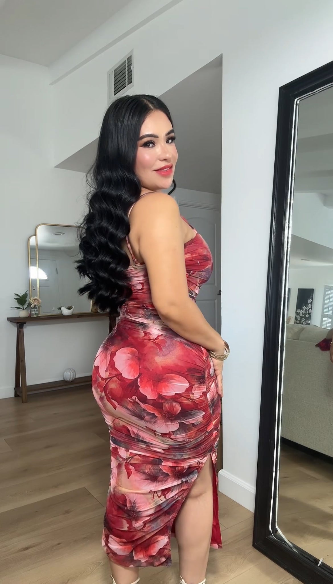 * Como la flor “dress” mesh material red