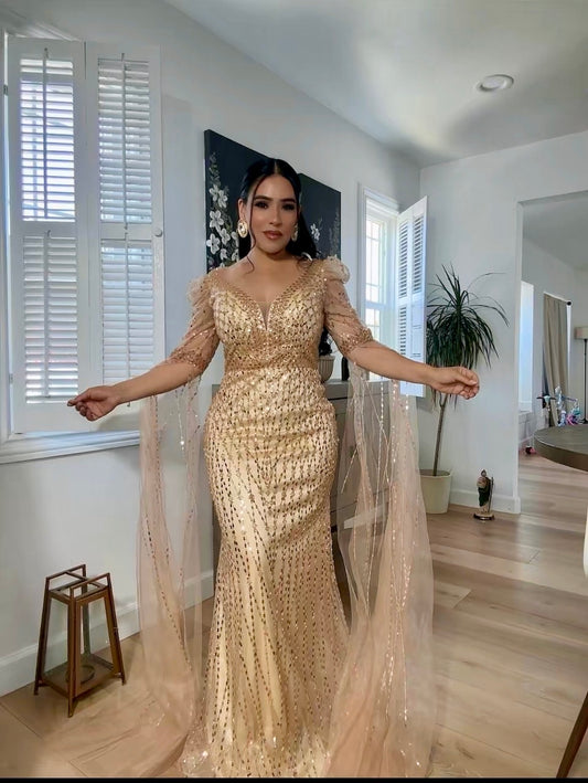 *     La Reina “dress ” gold final sale