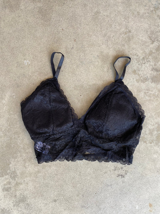 Padded black lace bralette